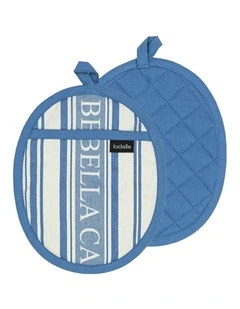 Bella Casa Blue 2pk Oval Potholder