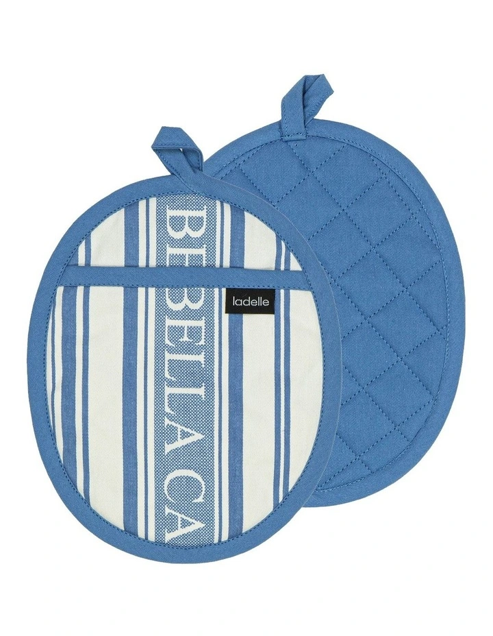 Bella Casa Blue 2pk Oval Potholder image 1