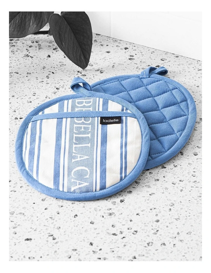 Bella Casa Blue 2pk Oval Potholder image 2