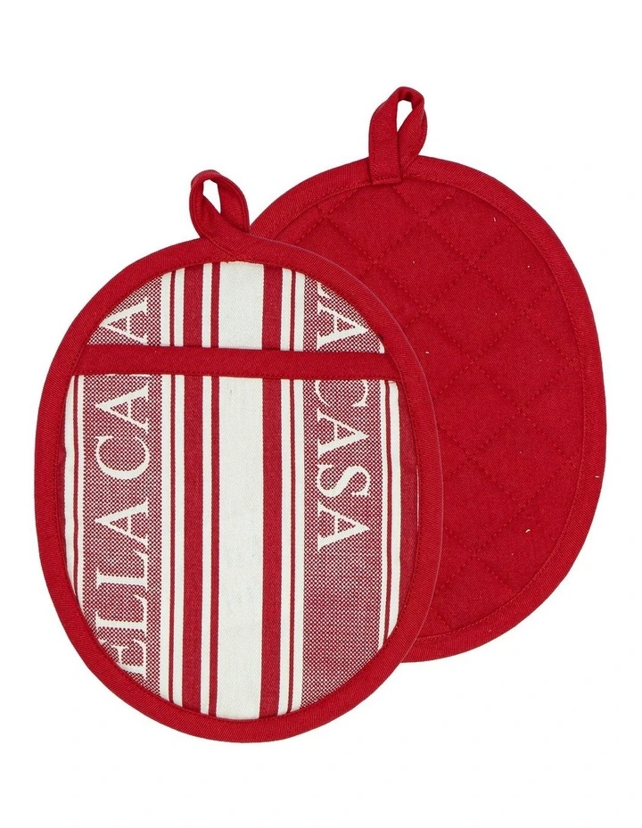 Bella Casa Red 2pk Oval Potholder image 1