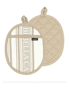 Bella Casa Latte 2pk Oval Potholder