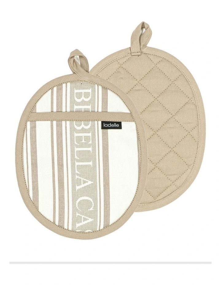 Bella Casa Latte 2pk Oval Potholder image 1