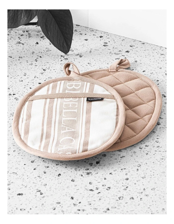 Bella Casa Latte 2pk Oval Potholder image 2