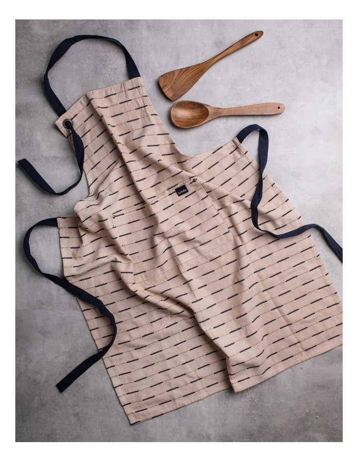 Eco Recycled Cotton Apron Natural/Indigo image 3