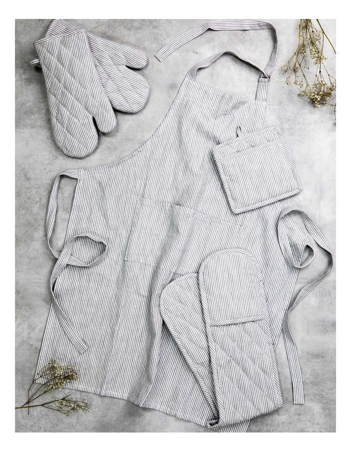 Lina Stripe Apron in Grey image 2
