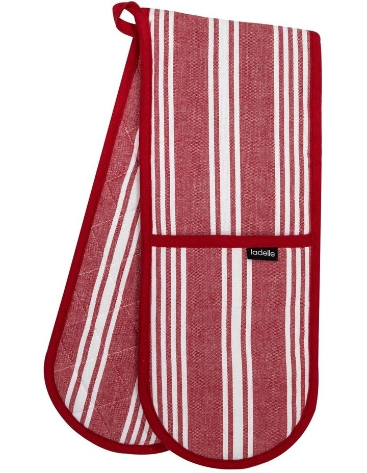 Eco Provincial Stripe Double Oven Mitt in Red image 1