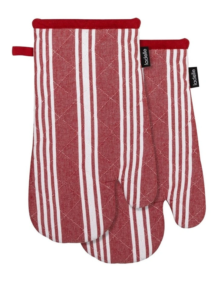 Eco Provincial Stripe Oven Mitt 2 Pack in Red image 1