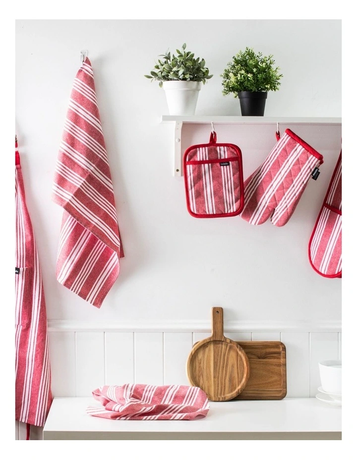 Eco Provincial Stripe Oven Mitt 2 Pack in Red image 2