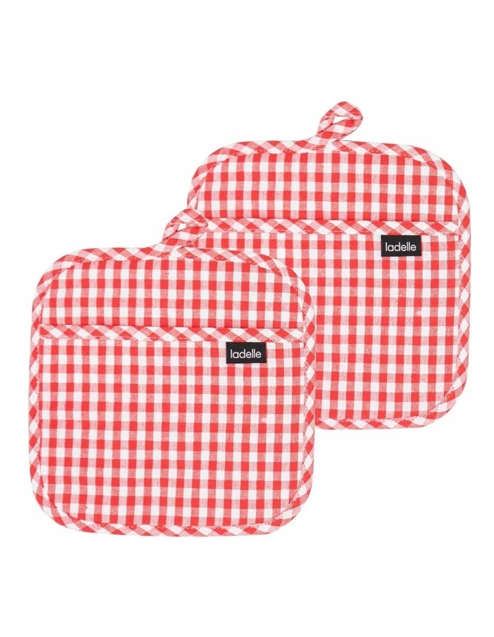 Ladelle Gingham Pot Holder 2 Pack In Pink MYER