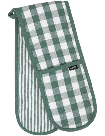Eco Gingham Double Oven Mitt in Green