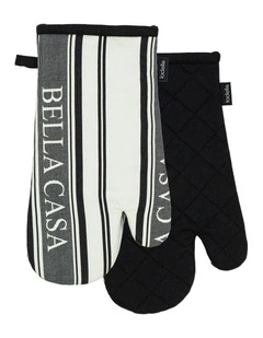 Bella Casa Black 2pk Oven Mitt