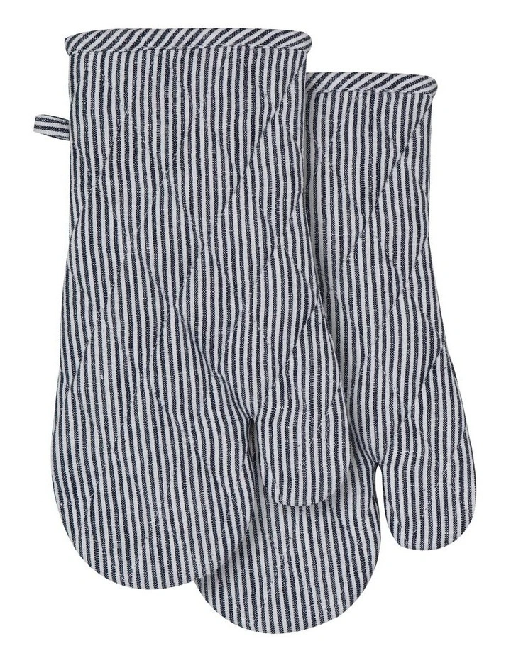 Lina Stripe Oven Mitt 2 Pack in Navy image 1