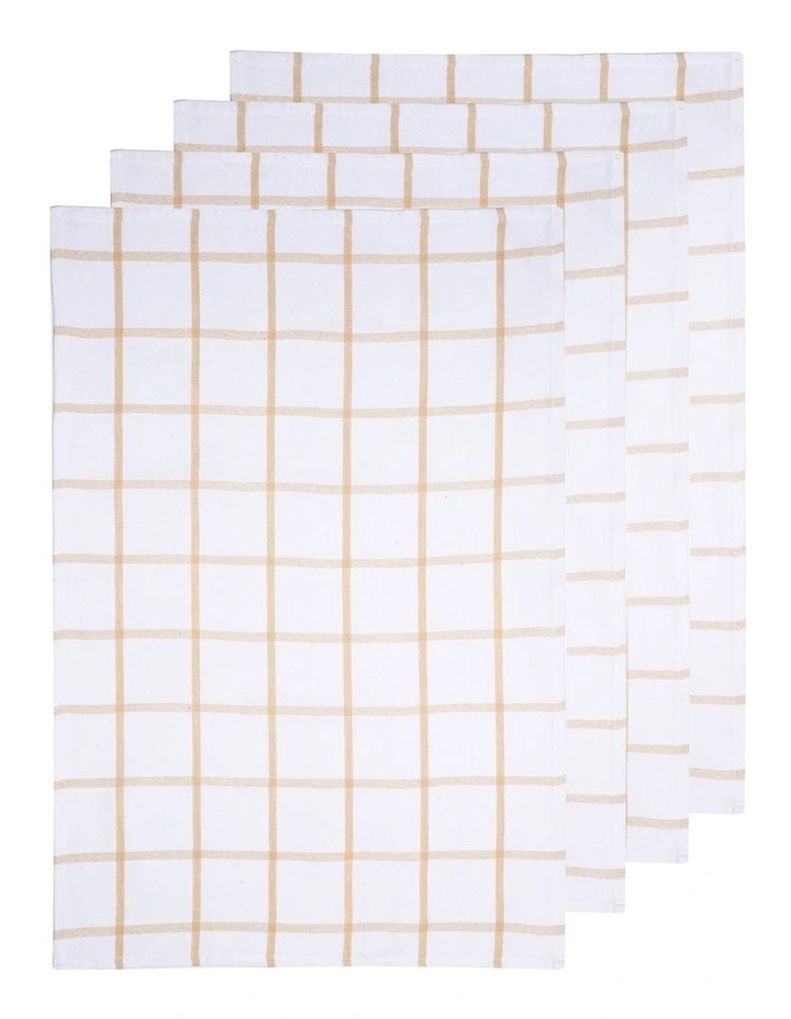 Promotional Grid Kitchen Towel 4 Piece in Taupe image 1