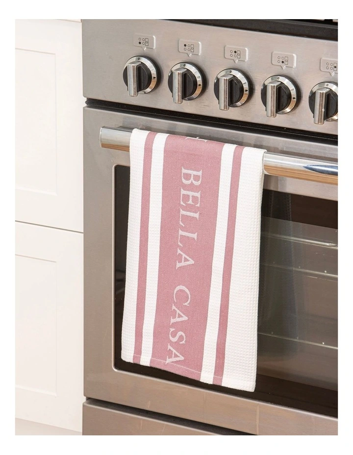 Bella Casa Kitchen Towel 2 Pack in Pale Pink image 2