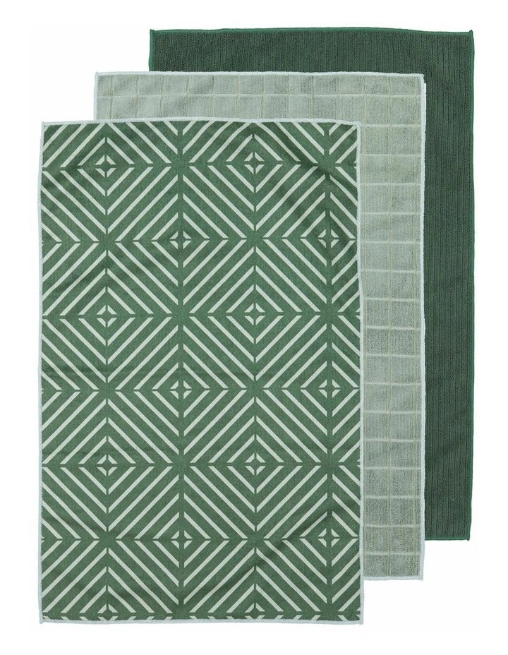 Benton Kitchen Towel Green 4 Pack in Green image 1