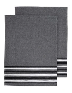 Lennox Stripe Kitchen Towel 2 Pack in Black