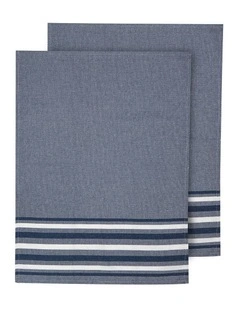 Lennox Stripe Kitchen Towel 2 Pack in Marine