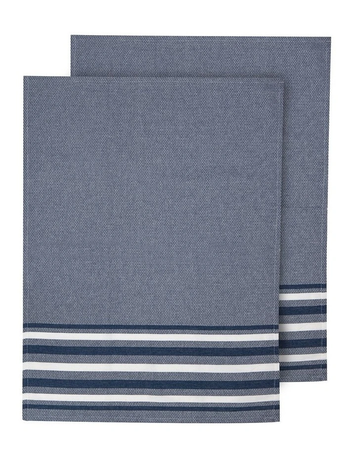 Lennox Stripe Kitchen Towel 2 Pack in Marine image 1