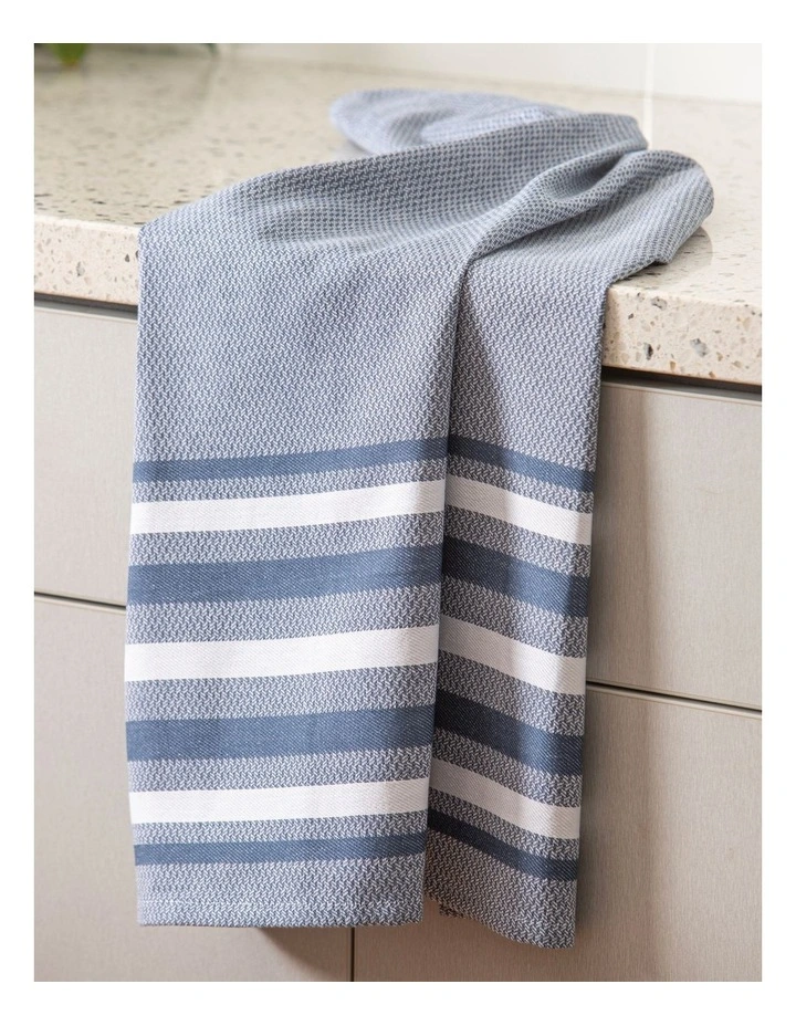 Lennox Stripe Kitchen Towel 2 Pack in Marine image 2