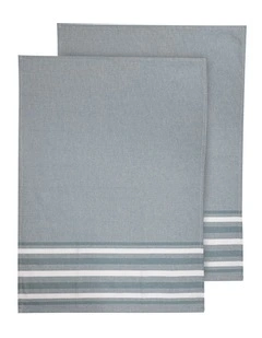 Lennox Stripe Kitchen Towel 2 Pack in Blue