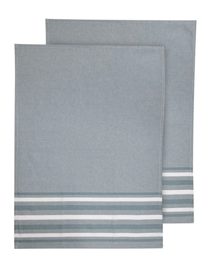 Lennox Stripe Kitchen Towel 2 Pack in Blue image 1