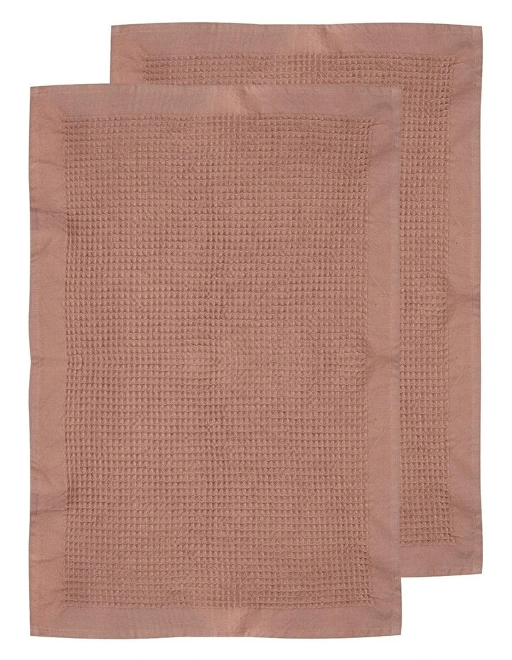 Ollie Waffle Kitchen Towel 2 Pack in Terracotta image 1