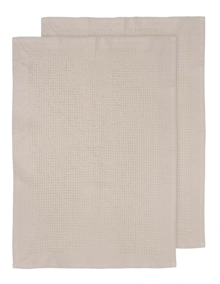 Ollie Waffle Kitchen Towel in 2 Pack in Natural image 1