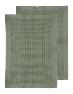 Ollie Waffle Kitchen Towel in 2 Pack in Green