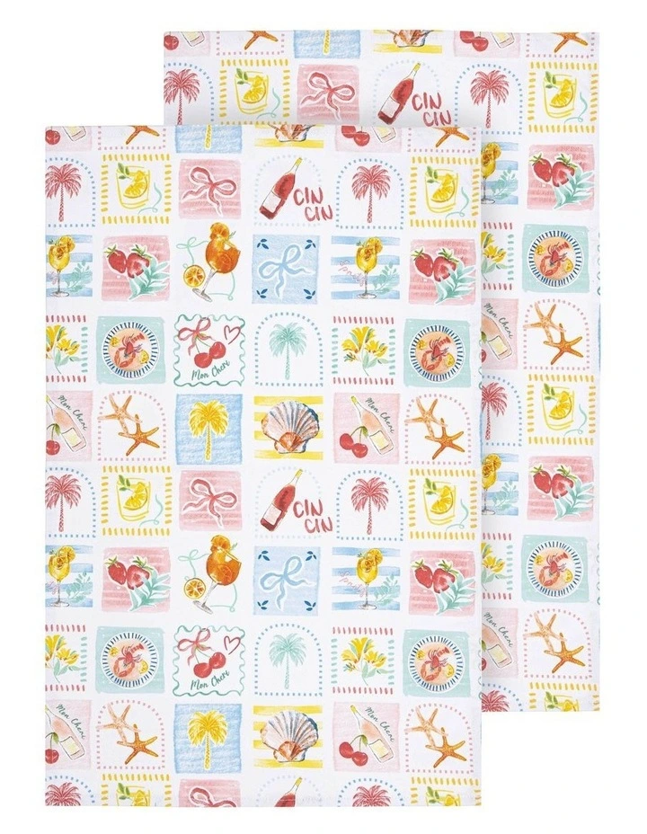 Capri Kitchen Towel 2 Pack in Multi image 1