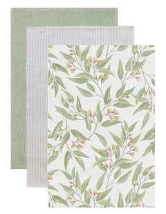Flowering Gum Teatowel Pack Of 3 in Green