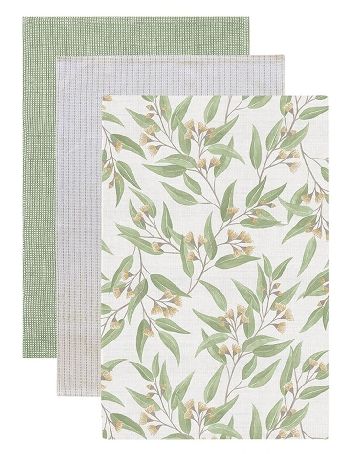 Flowering Gum Teatowel Pack Of 3 in Green image 1