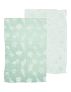 Jacquard Vegies Kitchen Towel 2 Pack in Green