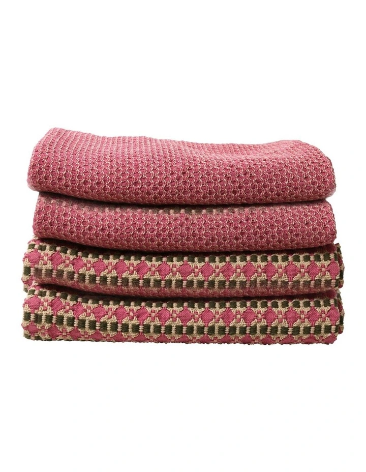 Raspberry Lume Tea Towel 55x75cm - 2 x 2pks image 1