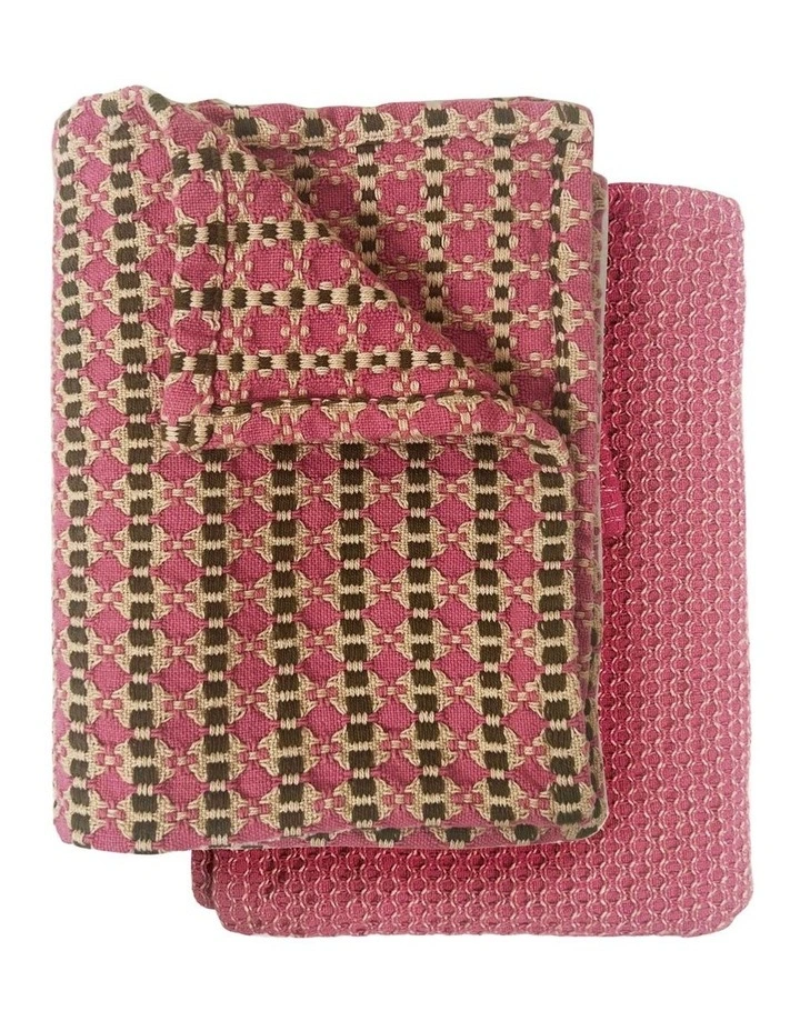 Raspberry Lume Tea Towel 55x75cm - 2 x 2pks image 2