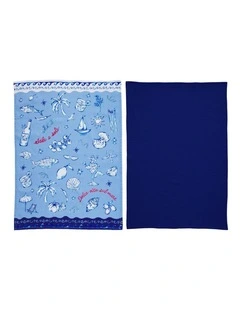 Aperitivo Club Sirena Tea Towel 50x70cm Set of 2 Assorted Powder Blue
