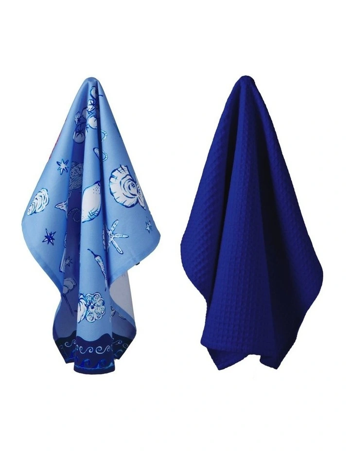 Aperitivo Club Sirena Tea Towel 50x70cm Set of 2 Assorted Powder Blue image 2