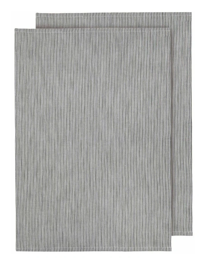Lina Stripe Kitchen Towel 2 Pack in Moss image 1