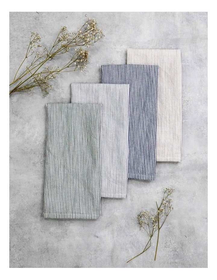 Lina Stripe Kitchen Towel 2 Pack in Moss image 2