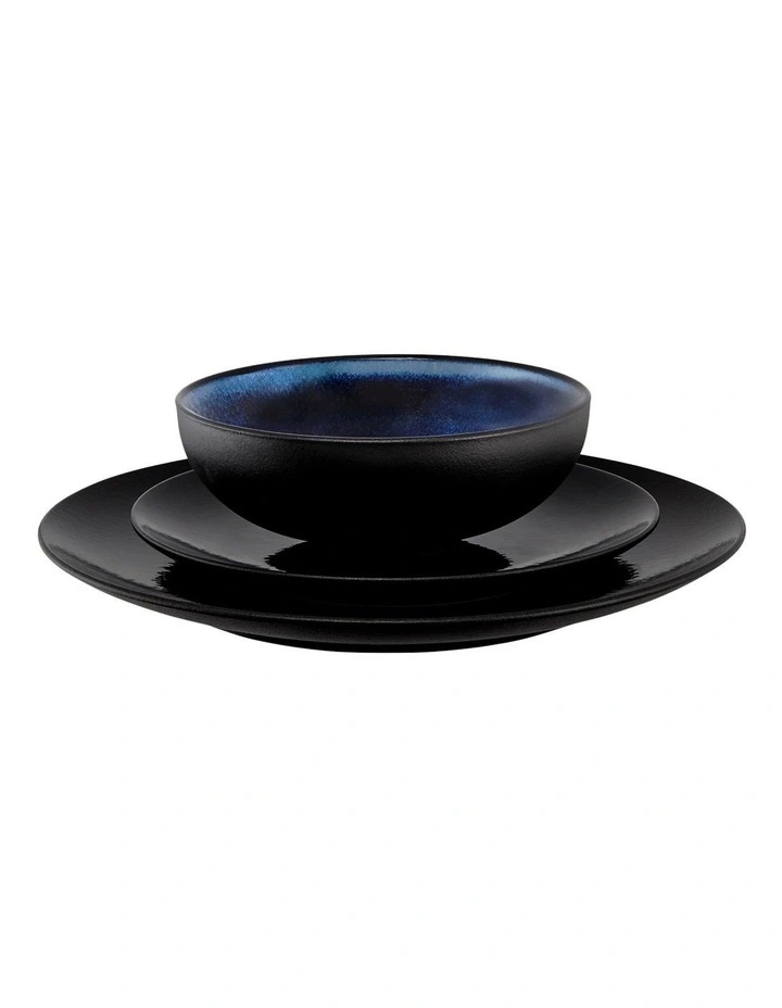 Caviar Midnight Coupe Dinner Set 12 Piece Gift Boxed in Black/Blue image 2