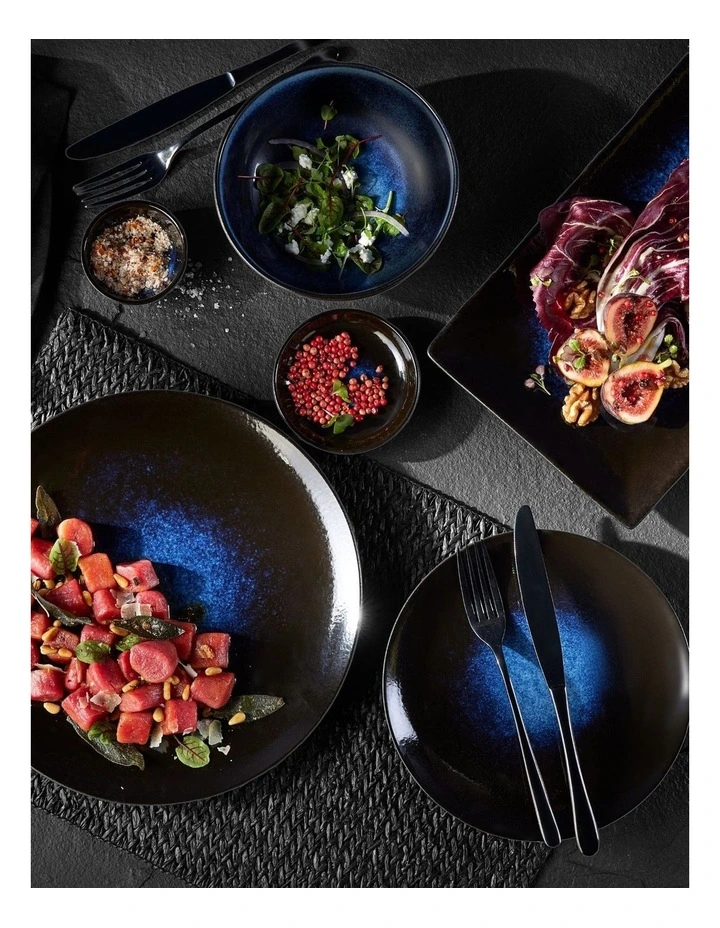 Caviar Midnight Coupe Dinner Set 12 Piece Gift Boxed in Black/Blue image 7