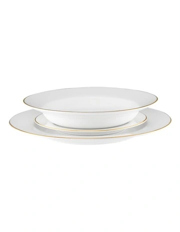 White Gold Rim Dinner Set 12 Piece Gift Boxed in Gold