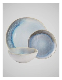 Gift Boxed Lunara Coupe Dinner Set 12 Piece in Blue