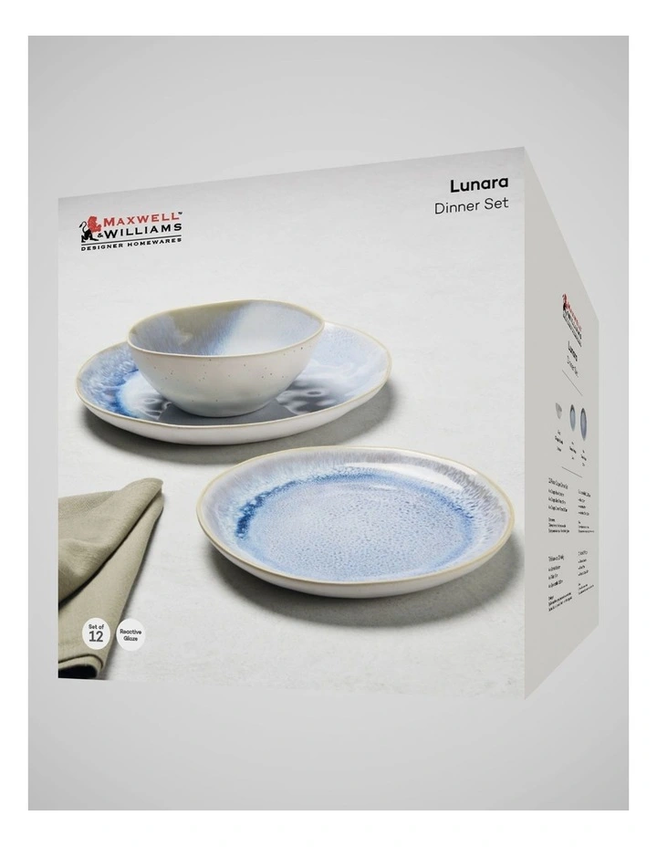 Gift Boxed Lunara Coupe Dinner Set 12 Piece in Blue image 7