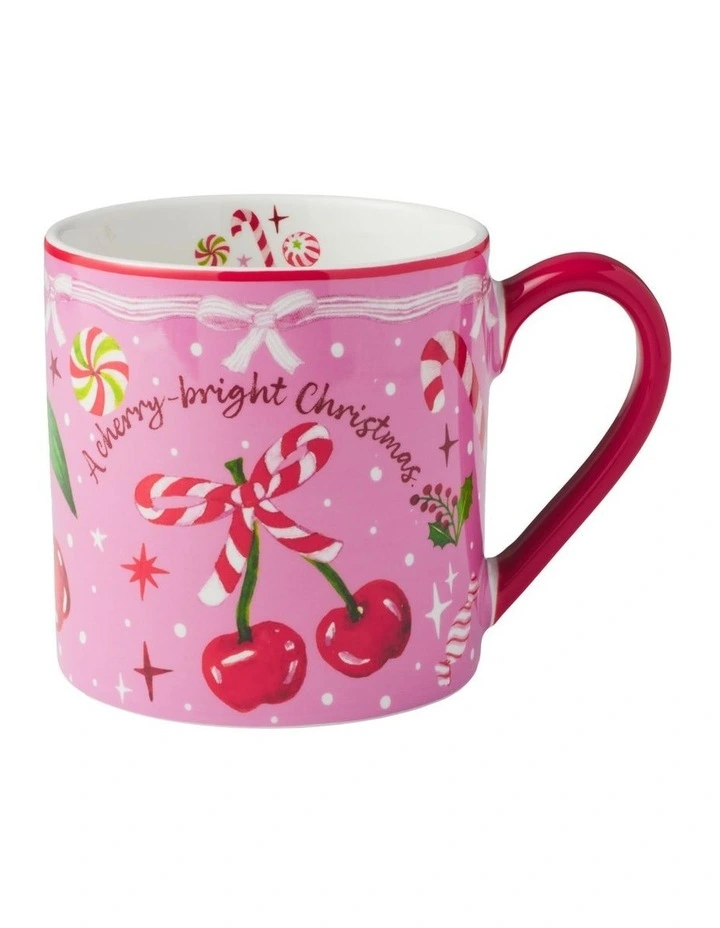 Fa la la Mug 400ml Set of 2 Gift Boxed in Pink/Blue image 3