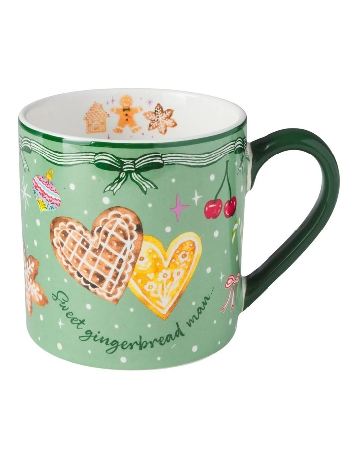 Fa la la Mug 400ML Set of 2 Gift Boxed in Green/Burgundy image 2