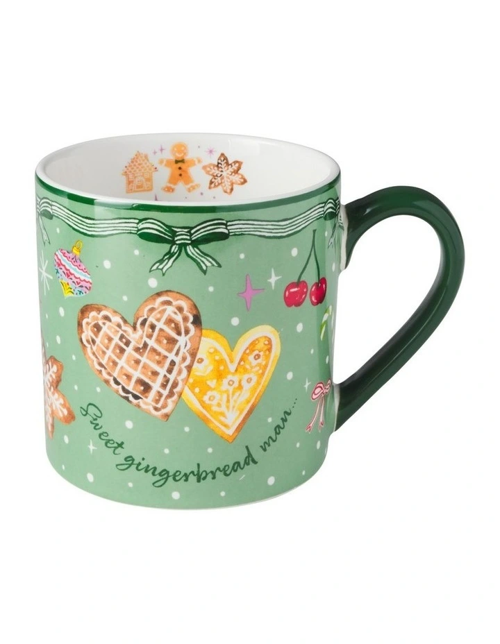 Fa la la Mug 400ML Set of 2 Gift Boxed in Green/Burgundy image 2