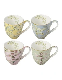 Royal Botanic Gardens Foxglove Coupe Mug 400ML Set of 4 Assorted Gift Boxed