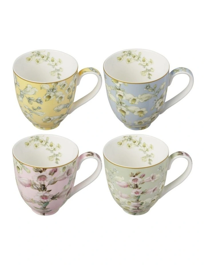 Royal Botanic Gardens Foxglove Coupe Mug 400ML Set of 4 Assorted Gift Boxed image 1