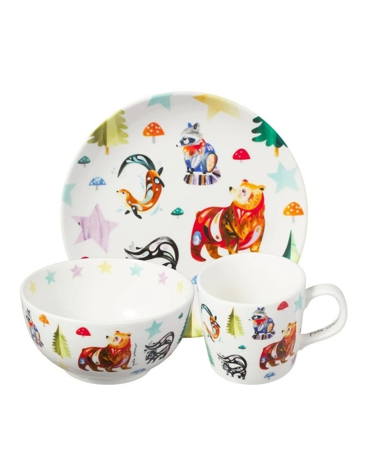 Pete Cromer Woodland Creatures Children's 3pc Dinner Set Gift Boxed image 1