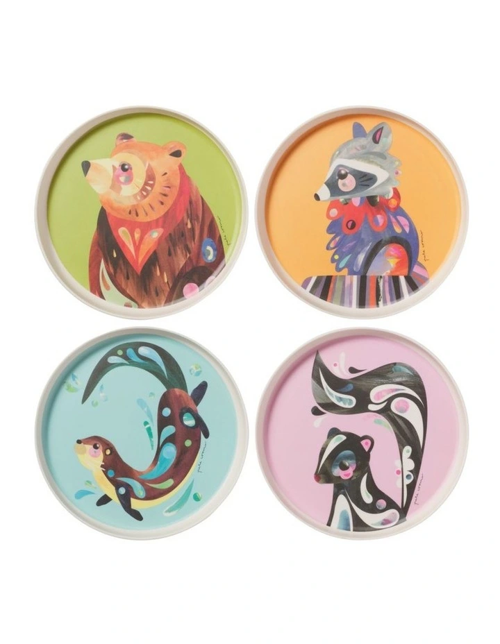 Pete Cromer Woodland Creatures Melamine Plates 19cm Set of 4 Assorted Gift Boxed image 1